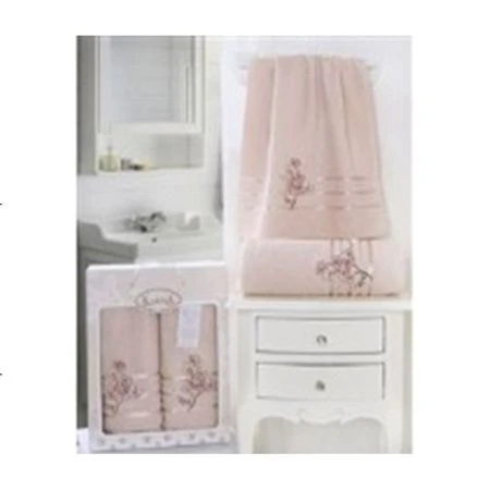 яяяНабор полотенец 2пр 50*90/70*140 махровые Karna PAPILON (Светло-Абрикосовый)