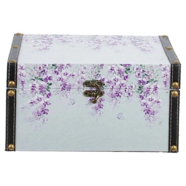 Шкатулка Сундук дерево/текстиль 24*16*13см Прованс. Лаванда (6)