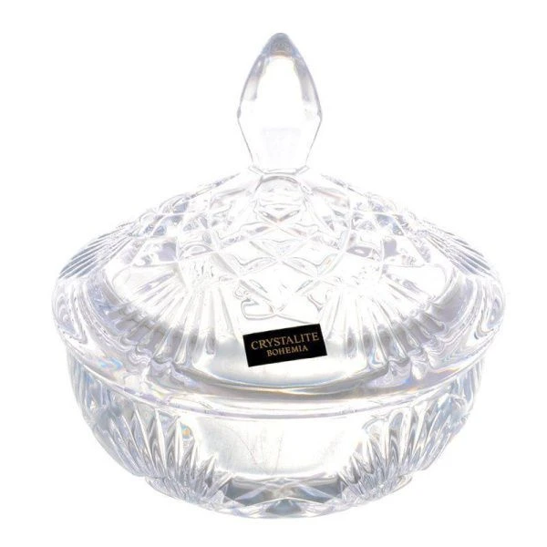 Конфетница 15см стекло ЛИРА НОВА с крышкой