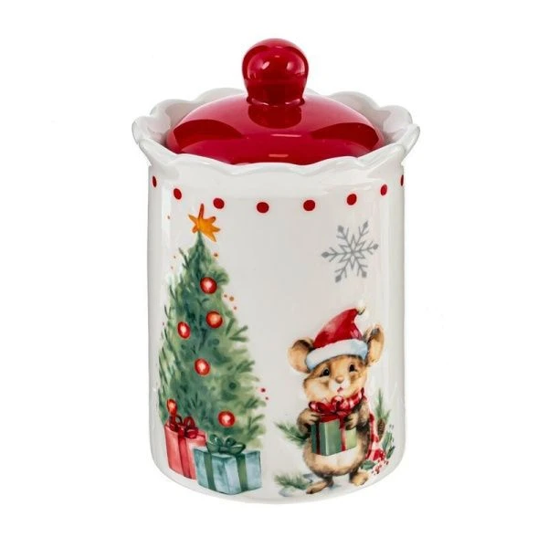 Банка для сыпучих продуктов керамика 350мл Новогодний подарок 9*14см (24)