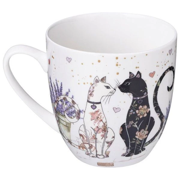 Чайный набор 2пр фарфор ЛАВАНДОВЫЕ КОТЫ на 1 персону 350мл (24)