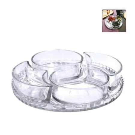 Менажница 4 секции 24см стекло Lavin с блюдом подар.уп. PD1147GCL (6)