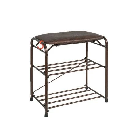 Полка для обуви 3 секции 45*30*48см металл АЛЬФА 13 каркас, сиденье с ящиком медный антик (1)