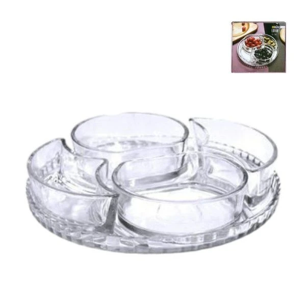 Менажница 4 секции 24см стекло Lavin с блюдом подар.уп. PD1147GCL (6)