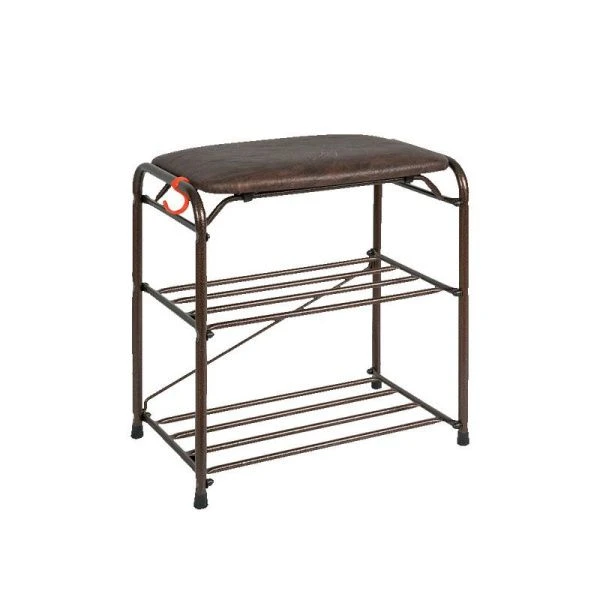 Полка для обуви 3 секции 45*30*48см металл АЛЬФА 13 каркас, сиденье с ящиком медный антик (1)