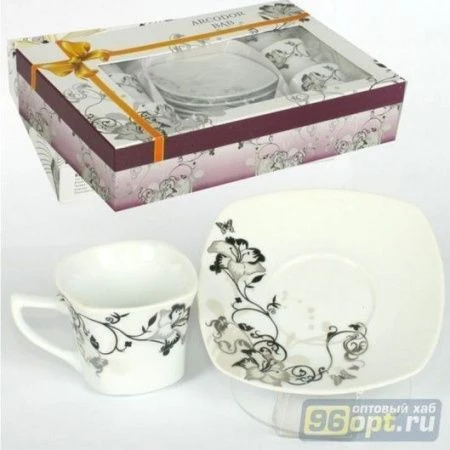 Кофейный набор 12пр 90мл СТИЛЬНЫЕ ЦВЕТЫ подар.уп. (1/8)