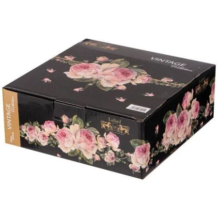 Бульонница с блюдцем 450мл фарфор ВИНТАЖ.ПИОНЫ черная (24)