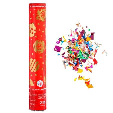 Хлопушка пневматическая Золотые шарики 30см фольга разноцветная (12/96)