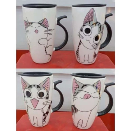 Кружка керамика КОТЕНОК с крышкой и мет.ложкой подар.уп (48)