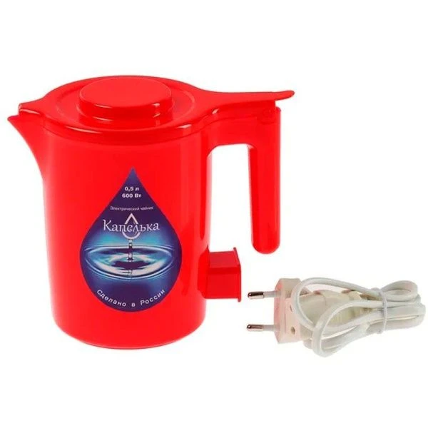 Чайник электрический пластик Капелька 0,5л 600Вт красный (32)