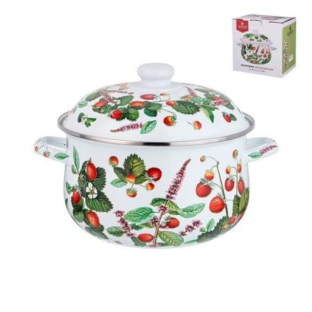 Кастрюля 5л эмаль ФРУКТОВАЯ КОРЗИНА с крышкой 24см выс.14см (6)