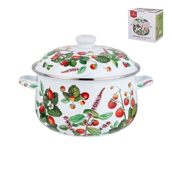 Кастрюля 5л эмаль ФРУКТОВАЯ КОРЗИНА с крышкой 24см выс.14см (6)