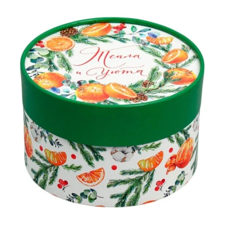 Коробка новогодняя подарочная картон h8,5*d13см