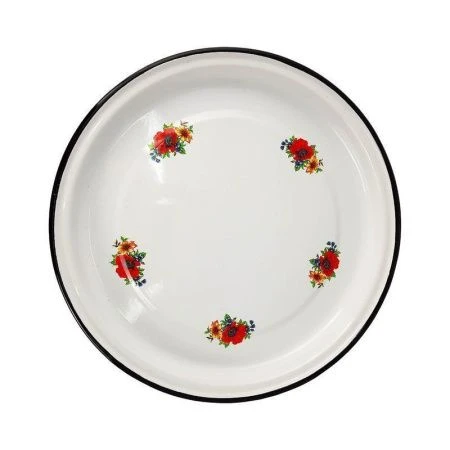 Поднос 36*3см эмаль белый с рис. круглый 43304-102/4К казахский (8)