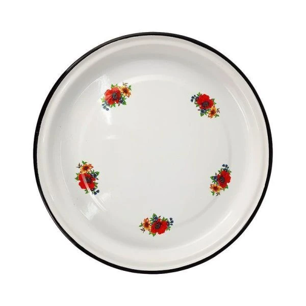 Поднос 36*3см эмаль белый с рис. круглый 43304-102/4К казахский (8)