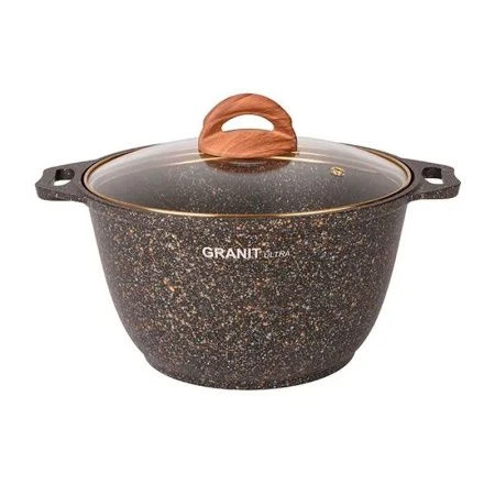 Кастрюля 4л алюминий АП GRANIT ULTRA Black-gold со стекл. крышкой (3)
