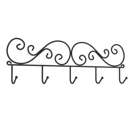 Вешалка 5 крючков настенная 40*4,5*13см металл КРУЖЕВА черная (10)