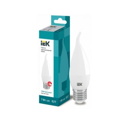 Лампа светодиодная стекло ECO CB35 свеча на ветру 7Вт 230В 4000К E27 IEK