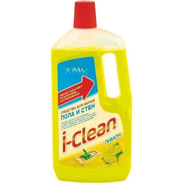 Средство для мытья пола и стен 1л I-CLEAN Лимон (12)