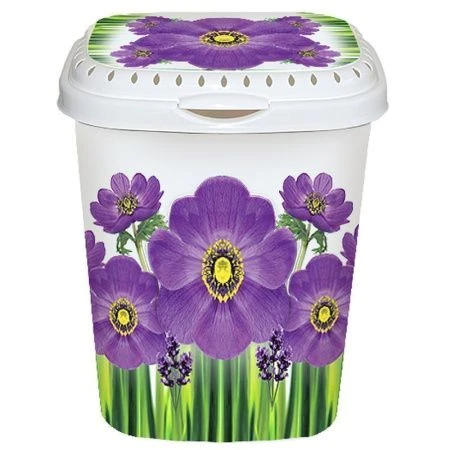 Корзина для белья 55л пластик ФИАЛКА фиолетовый с крышкой 35*56*44см (8)