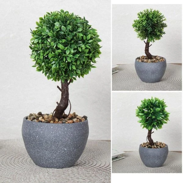 Цветы искусственные в горшке Самшит 22см пластик 9090-11 (12/72)