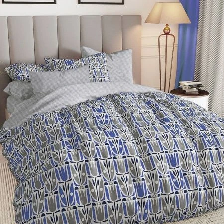 КПБ 1,5сп поплин Вдохновение с одеялом 143*215 (пр.150*214, нав.70*70/2) рис. 28304/2 Тюльпаны