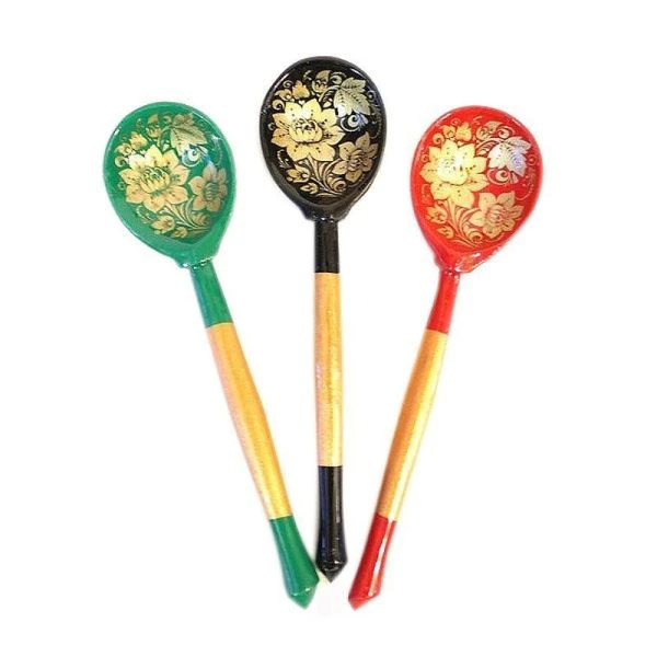 Ложка 14,7*3,5см дерево Золото чайная роспись (1)