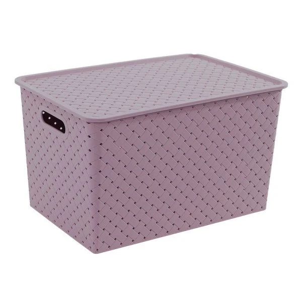 Корзинка 14л 350*245*205мм пластик БЕРЕСТА сирень с крышкой (12)