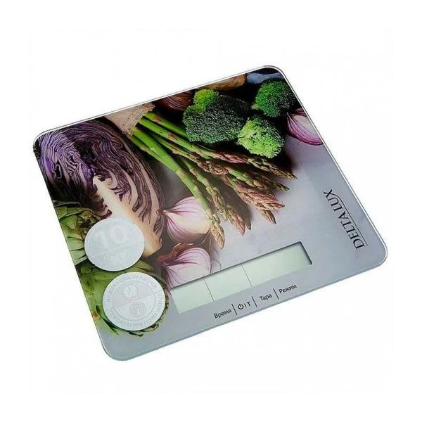 Весы кухонные электронные стекло 10кг DELTA LUX  DE-003KE Витаминный микс (12)