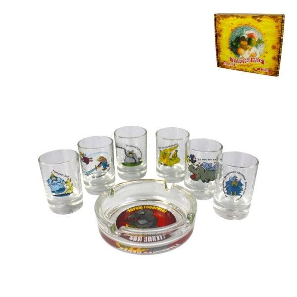 Набор подарочный 7пр (пепельница, 6стопок) стекло (6)