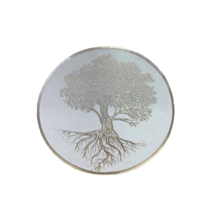 Салфетка сервировочная 38см ПВХ ДЕРЕВО белая/золото круглая JC-15229 (144)