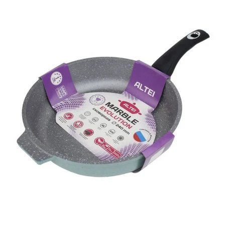 Сковорода 24см алюминий АП Marble evolution silver с несъемной ручкой (10)
