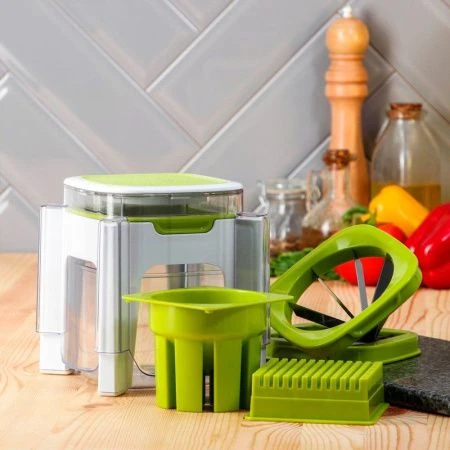 Овощерезка универсальная "Fresh cook" 3-мя насадками и пушером, цвет бело-зеленый  1554974