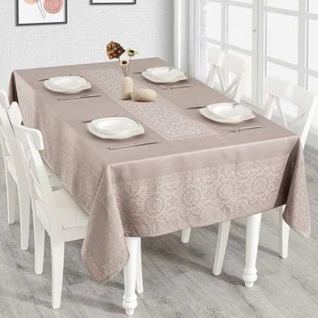 Скатерть 160*220см жаккард водонепроницаемый Karna DARVIN (Кофейный)