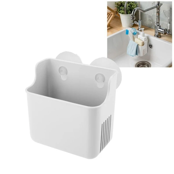 Держатель подвесной на присосках 12,7*9*12,4см пластик HELPER белый (19)