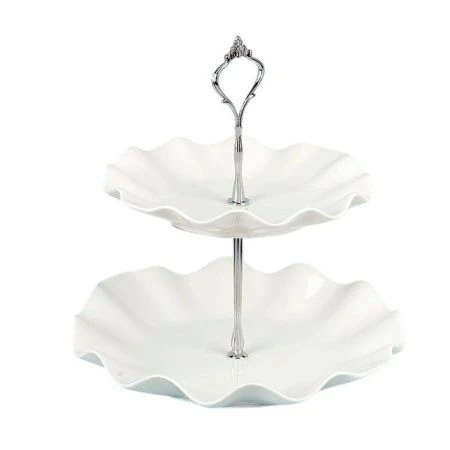 Этажерка сервировочная 2 яруса 19/24см h25см фарфор МАРШМЕЛЛОУ подар.уп. (12)