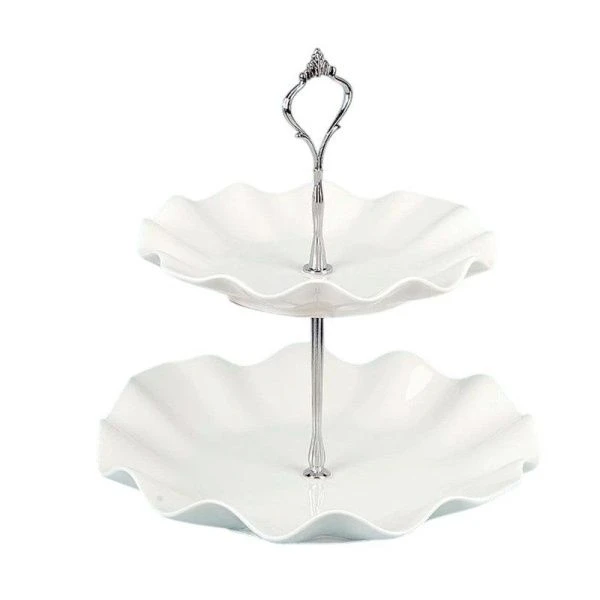 Этажерка сервировочная 2 яруса 19/24см h25см фарфор МАРШМЕЛЛОУ подар.уп. (12)