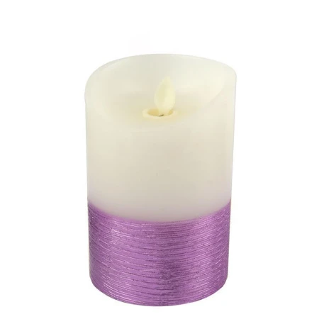 Свеча светодиодная пластик H10см D7,5см (на батарейках) сиреневая JC-12269 (60)