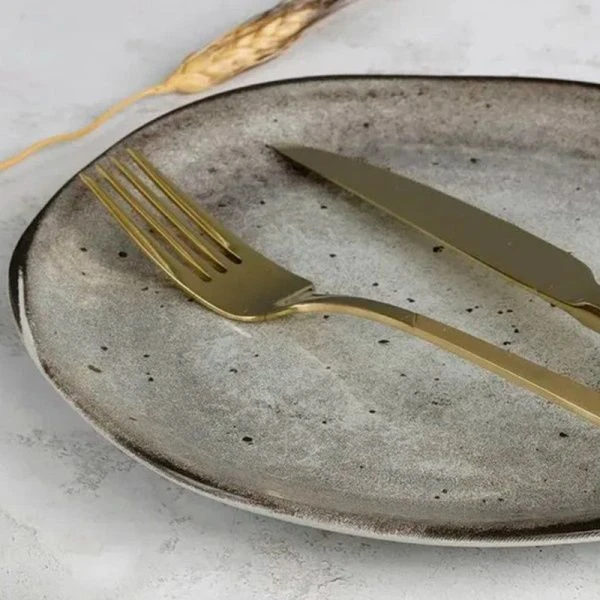 Тарелка мелкая 20см керамика STONE десертная серая DMD042 (12)