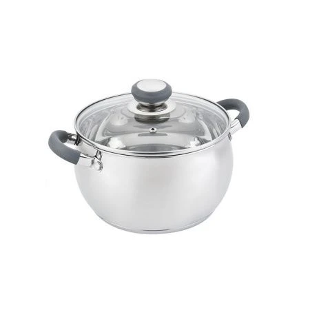 Кастрюля 2,8л h10,5см нерж.сталь со стекл.крышкой 18см толщ.0,5мм (12)