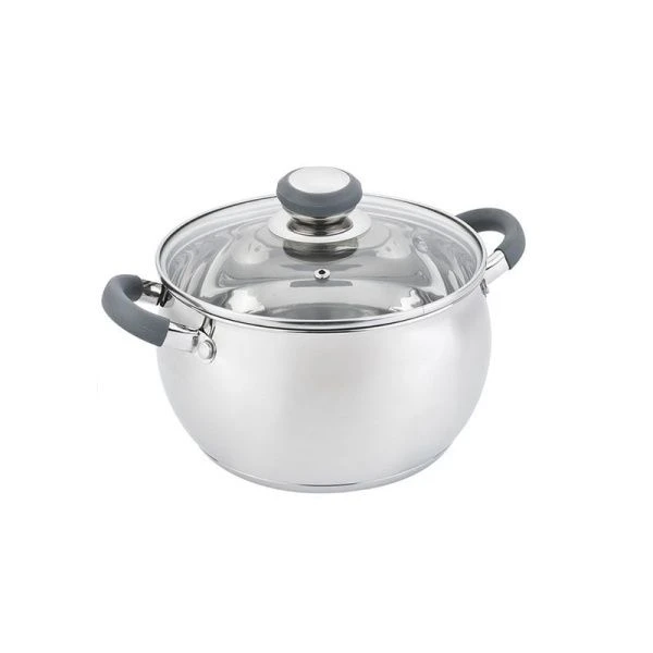 Кастрюля 2,8л h10,5см нерж.сталь со стекл.крышкой 18см толщ.0,5мм (12)
