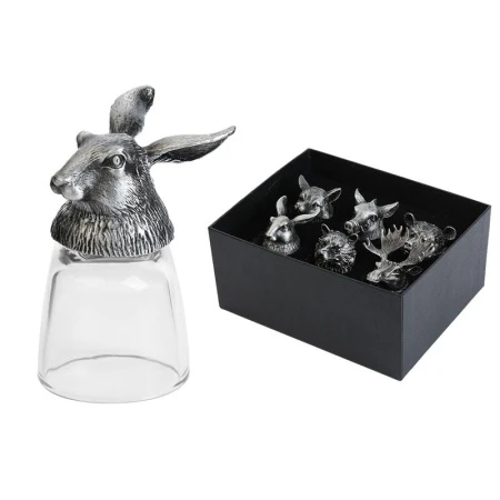 Рюмки-перевёртыши набор 6шт 50мл стекло/металл Настоящему мужчине (20)