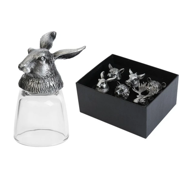 Рюмки-перевёртыши набор 6шт 50мл стекло/металл Настоящему мужчине (20)