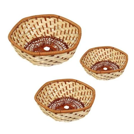 Корзинка плетеная лоза набор 3шт. 14*6/19*7/21*8см фигурная бежевая (130)