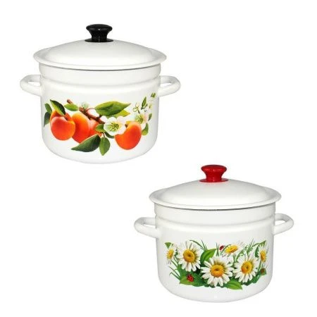 Кастрюля 6л эмаль белая с рис. цилиндрическая борт 41804-182/6-У (4)