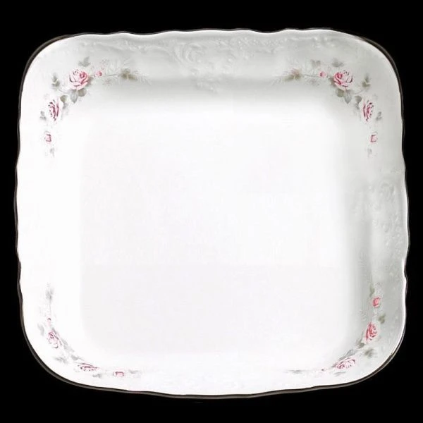 Салатник 25см фарфор БЕРНАДОТТ СЕРАЯ РОЗА платина квадрат 50705J1Z5396021