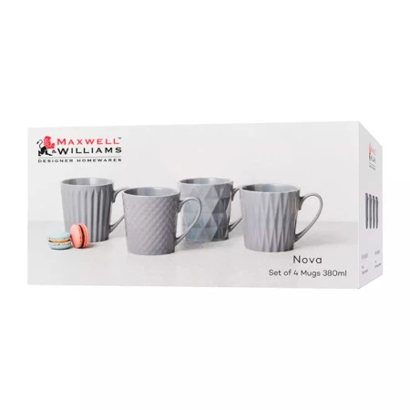 Кружки набор 4пр 380мл фарфор Nova серый Геометрия подар.уп. MW475-DI0431 (4)