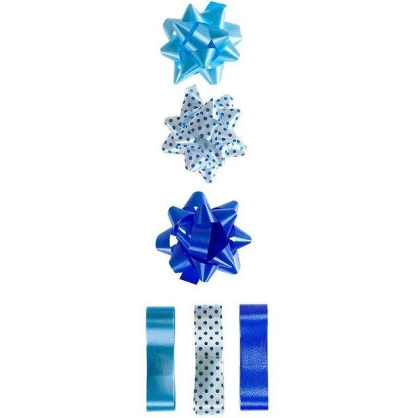 Набор для оформления подарков Нежный  голубой 3 банта+3 ленты 15мм*15м