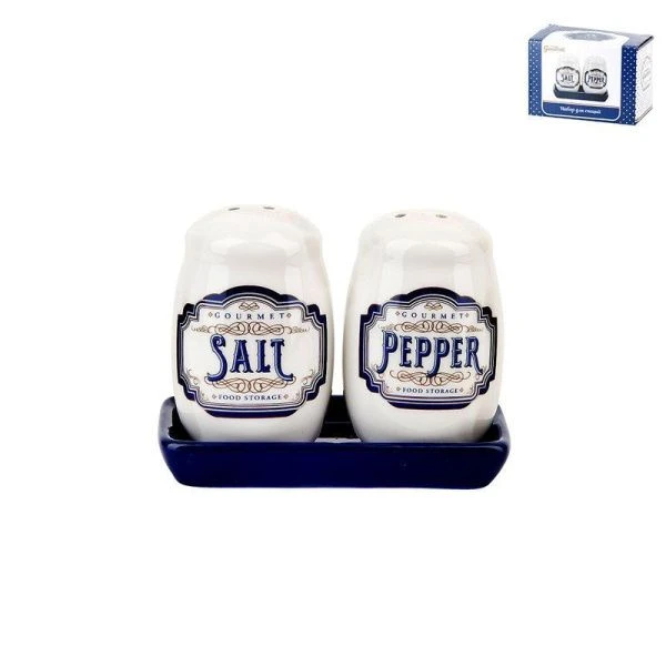 Набор для специй 2пр (солонка, перечница) на керам.подставке Gourmet 11*5,5*9,5см (72)