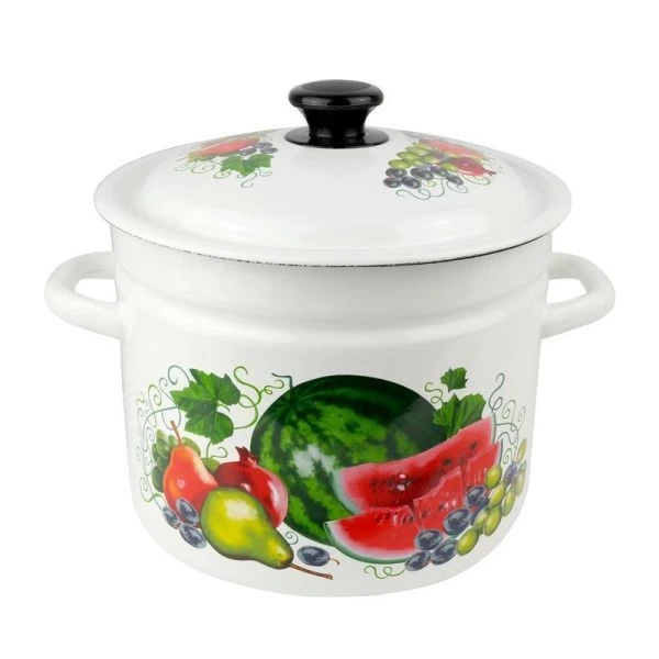 Кастрюля 7л эмаль ВОСТОЧНЫЕ ДАРЫ белая с рис. цилиндрическая борт 41804-192/6-У (2)